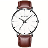 Minimalist Men's Fashion Ultra Thin Watch with Stainless Steel Belt