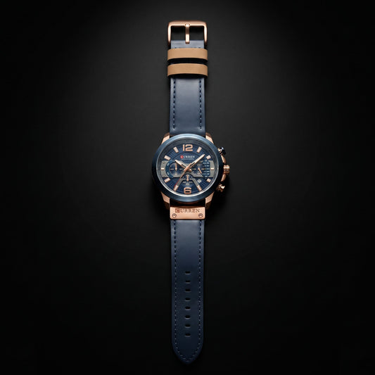 Men’s Waterproof Watch – Curren 8329 Multi-Function Quartz Watch with Calendar, Large Dial & Six-Pin Design