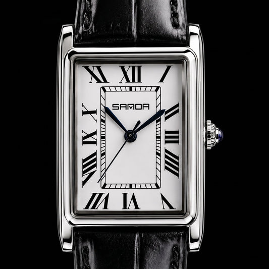 Sanda Retro Square Dial with Roman Numerals, Korean-Inspired Casual Belt Wristwatch for Men & Women