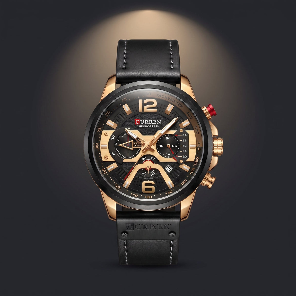 Men’s Waterproof Watch – Curren 8329 Multi-Function Quartz Watch with Calendar, Large Dial & Six-Pin Design