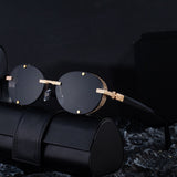 2025 New Oval Frameless Sunglasses European and American Retro Punk Sunglasses Stage Performance Fashion Street Beat Glasses