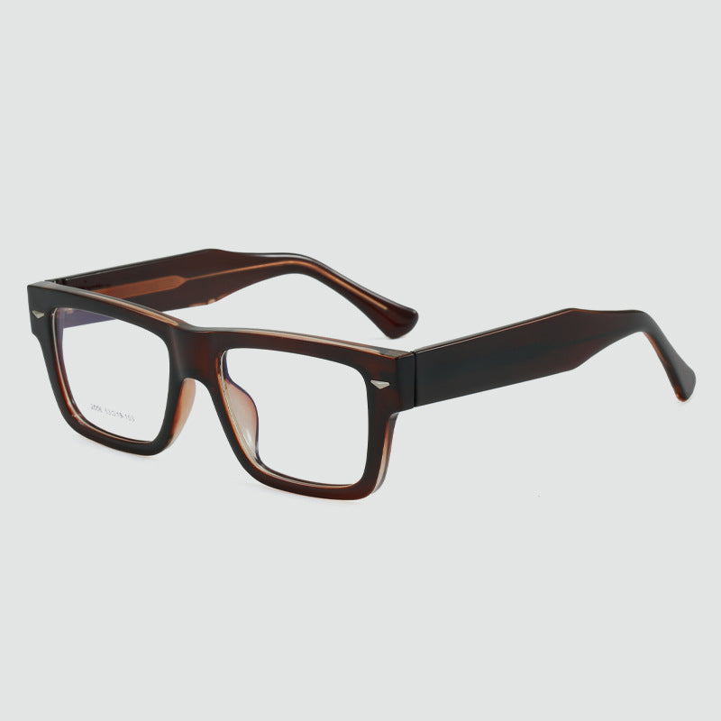 Black-Framed Glasses for Men, Ultra-Light, Large Square Frame, Suitable for Prescription Lenses, for Large Faces, Matte Plain Glasses Frame, Trendy for Women