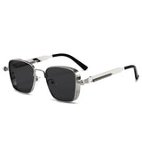 2026 Manufacturer's New European and American Fashion Square Frame Retro Steampunk Metal Sunglasses Anti-Uv Men's Sunglasses