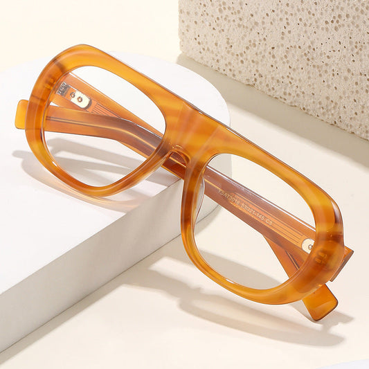 Ysat3016 New Business Acetate Plain Mirror European and American Simple Oval Frame Glasses Cross-Border Versatile Decoration