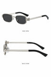 Women’s Old Money Style Square Sunglasses – Slim Metal Frame Y2K Fashion Glasses with UV Protection