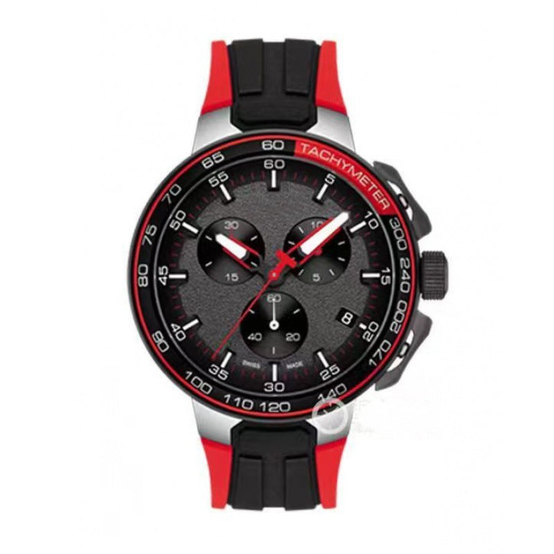 New AliExpress WIS foreign trade men's 6-hand silicone strap quartz watch TT chronograph from the source manufacturer