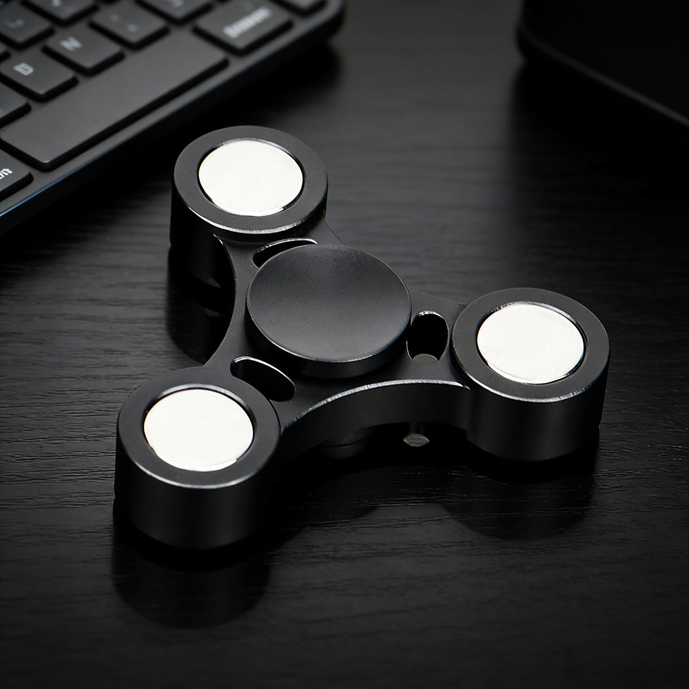 Edc Fingertip Spinner Aluminum Alloy Finger Spinner Stainless Steel Magic Stress-Relief Rotating Gadget Black Technology