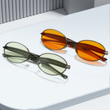 European and American New Oval Small Frame European and American Sunglasses for Men and Women, High-End Fashion Personalized Metal Trendy Sunglasses