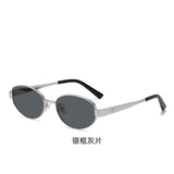 2026 New Model Qianjin Mirror Sunglasses with the Same Metal Oval Frame as Zhou Ye, Vintage Style Sunglasses for Women, Old Money Style Sunglasses