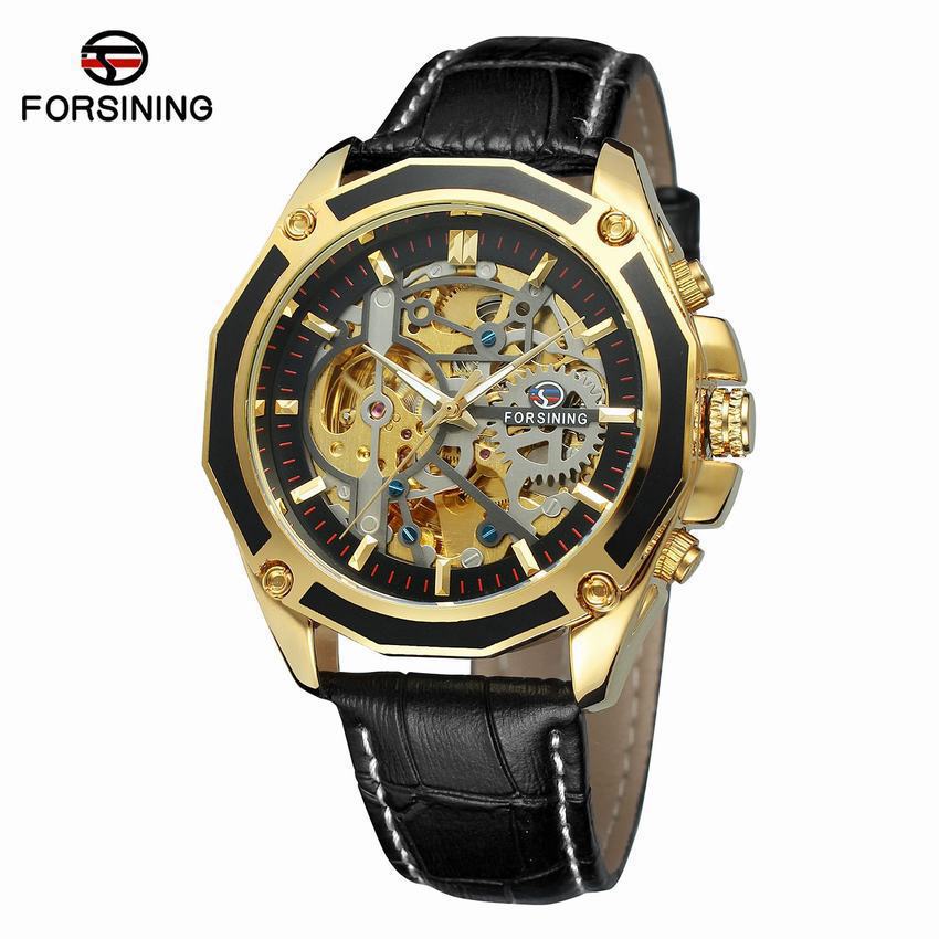 Forsining automatic mechanical watch steel band hollow luminous men's watch fashion mechanical wrist watch wholesale