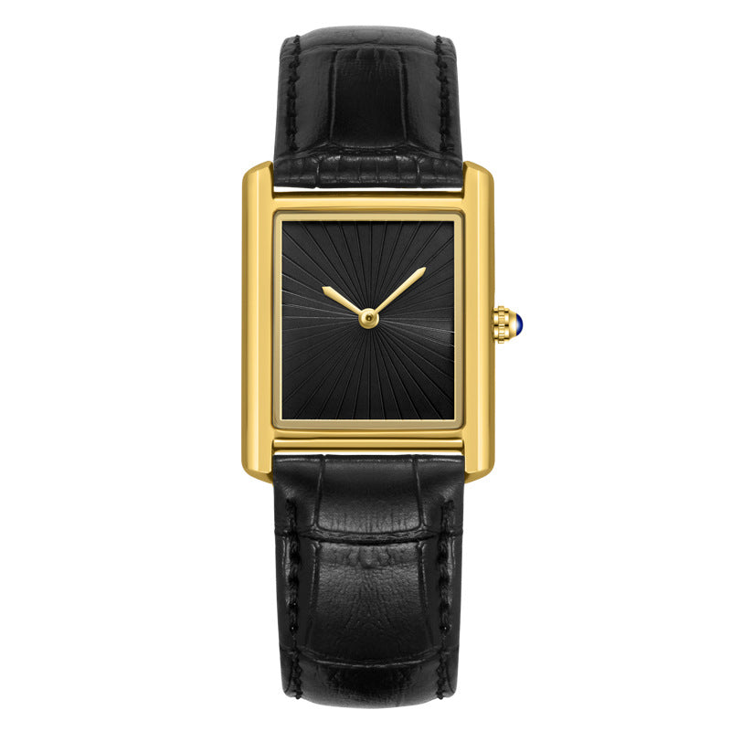 Foreign Trade New Product Men's Casual Watch Classic Simple Square Two-Pin Quartz Watch Belt Waterproof Men's Watch Wholesale