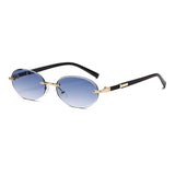 1584 New European and American Trendy Cut Edge Distinctive Oval Frame Sunglasses 2024 New Arrival Frameless Hot Girls Hip Hop Sunglasses
