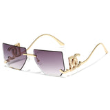Trendy Frameless Sunglasses for Women – Stylish Geometric Temples & UV Protection