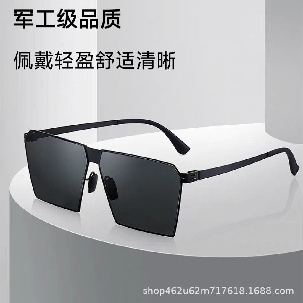 2026 New Model Live Broadcast Hot-Selling Large Square Frame Lightweight Screwless High-Definition Sunglasses Ultra-Light Sunglasses for Men for Fishing and Driving
