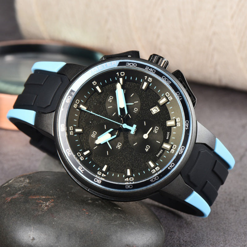 New AliExpress WIS foreign trade men's 6-hand silicone strap quartz watch TT chronograph from the source manufacturer