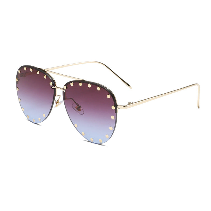 Cross-border New Toad Glasses Rivet Lens Fashion Sunglasses Internet Celebrator Same Style European and American Style Retro Trend Sunglasses