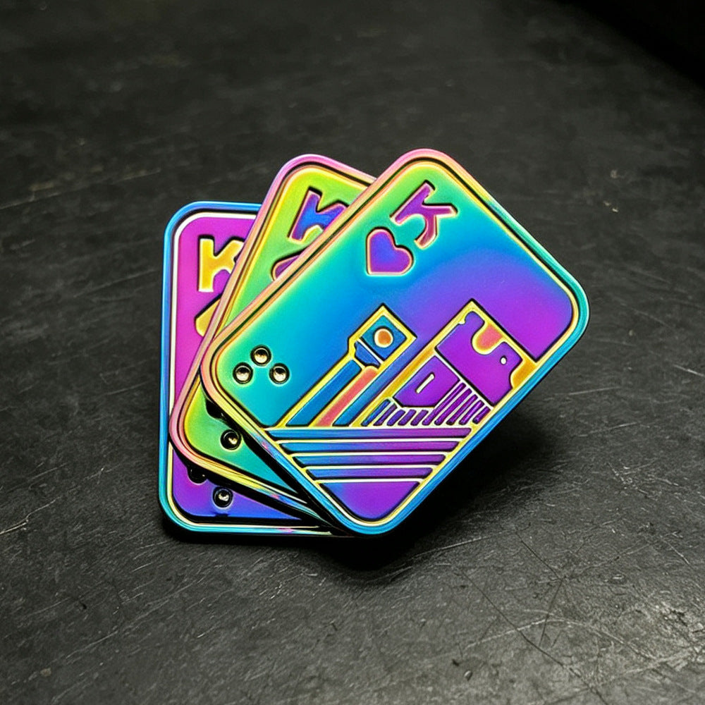 Triangular Rotating Card Pusher Edc Three-Ring Snap Coin Snap Card Hand-Push Sound Coin Stress-Relief Handheld Toy Ppb