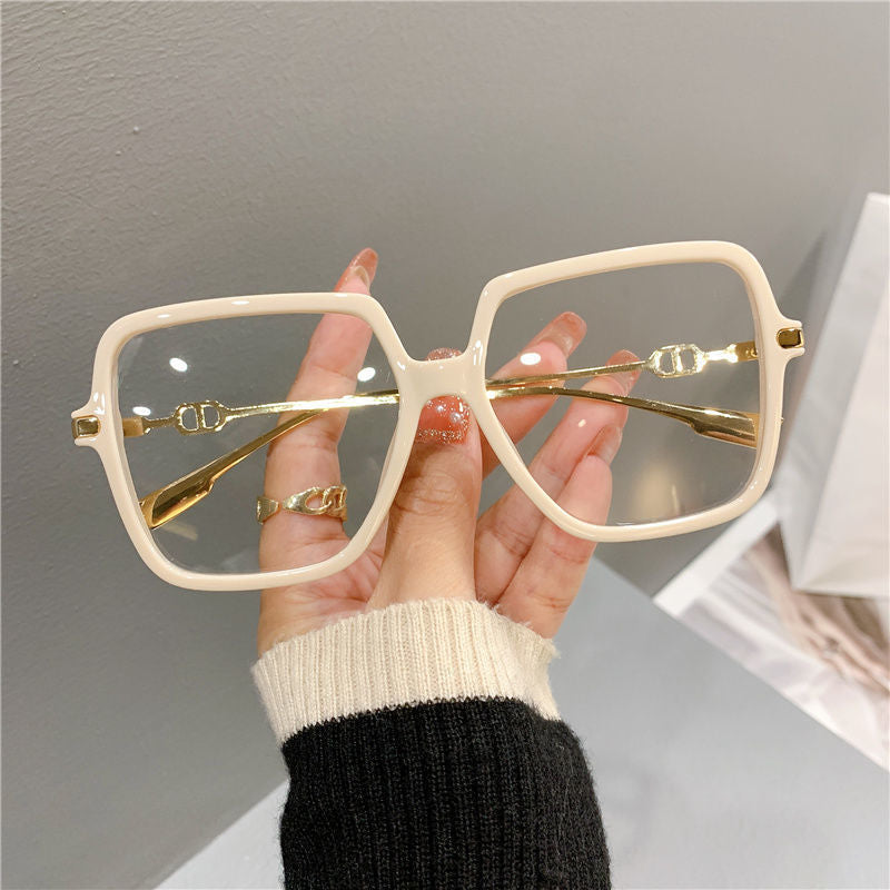 2023 in stock direct supply of anti-blue light Europe and the United States flat glasses goggles cross-border fashion large frame metal glasses frame