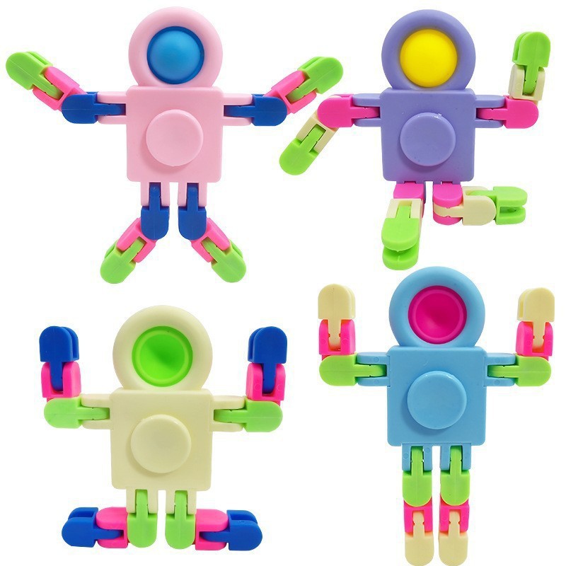 Spaceman Gyro Chain Children's Mecha Mechanical Deformation Rotary Decompression Varieties Fingertip Robot Toy