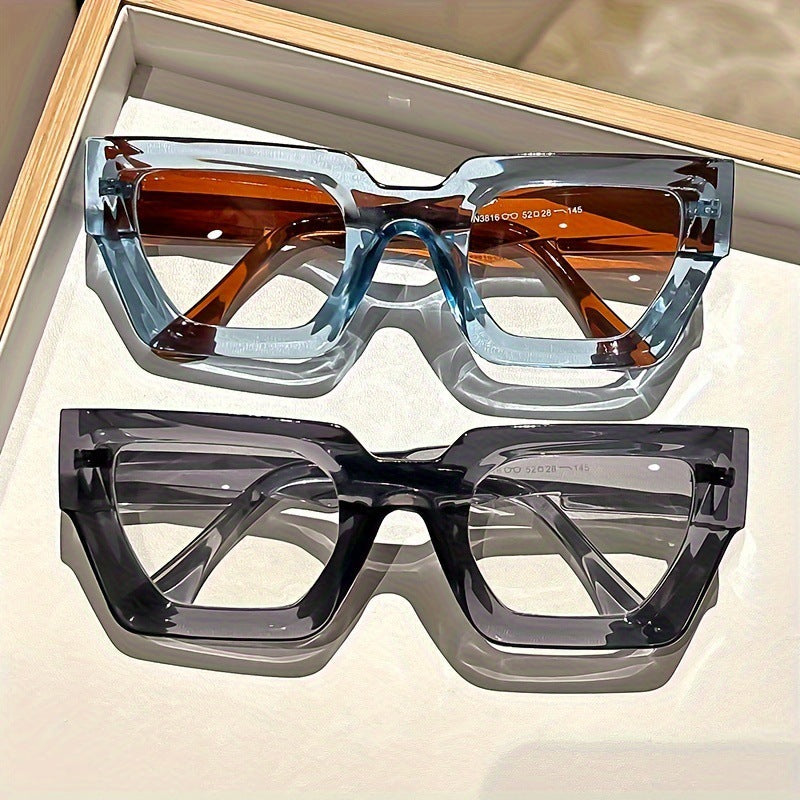New Cross-Border Y2K Millennium Fashion Thick Square Frame Glasses for Men, European and American Ins Trend, Daily Anti-Blue Light Non-Prescription Glasses for Women