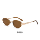 2026 New Model Qianjin Mirror Sunglasses with the Same Metal Oval Frame as Zhou Ye, Vintage Style Sunglasses for Women, Old Money Style Sunglasses