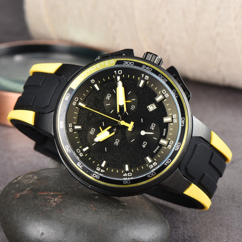 New AliExpress WIS foreign trade men's 6-hand silicone strap quartz watch TT chronograph from the source manufacturer