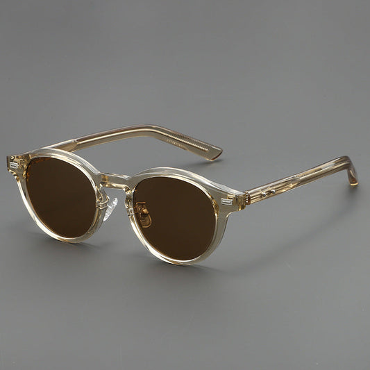 2025 New Light Tea Frame Glasses Men's Trendy Sunglasses Women's Personalized Advanced Sunglasses with Power-adjustable Myopia Glasses