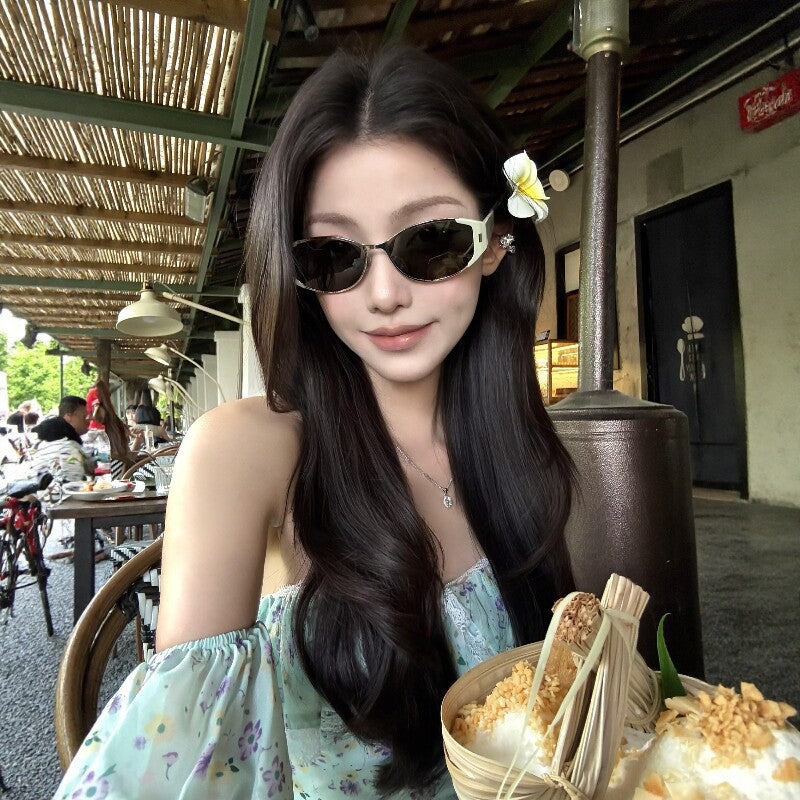 2026 New Style Cat-Eye Sunglasses for Women, Green Small Frame, Round Face Slimming, Sun Protection, Uv Protection, Trendy Sunglasses