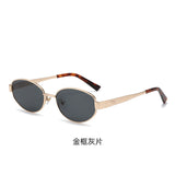 2026 New Model Qianjin Mirror Sunglasses with the Same Metal Oval Frame as Zhou Ye, Vintage Style Sunglasses for Women, Old Money Style Sunglasses