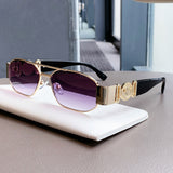 Daparo Cross-Border Style Metal Double-Bridge Sunglasses with European and American Trendy Head-Shaped Decorative Temple Pieces, Small Square Frame Men's Sunglasses