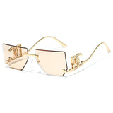 Trendy Frameless Sunglasses for Women – Stylish Geometric Temples & UV Protection