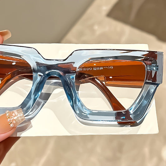 New Cross-Border Y2K Millennium Fashion Thick Square Frame Glasses for Men, European and American Ins Trend, Daily Anti-Blue Light Non-Prescription Glasses for Women