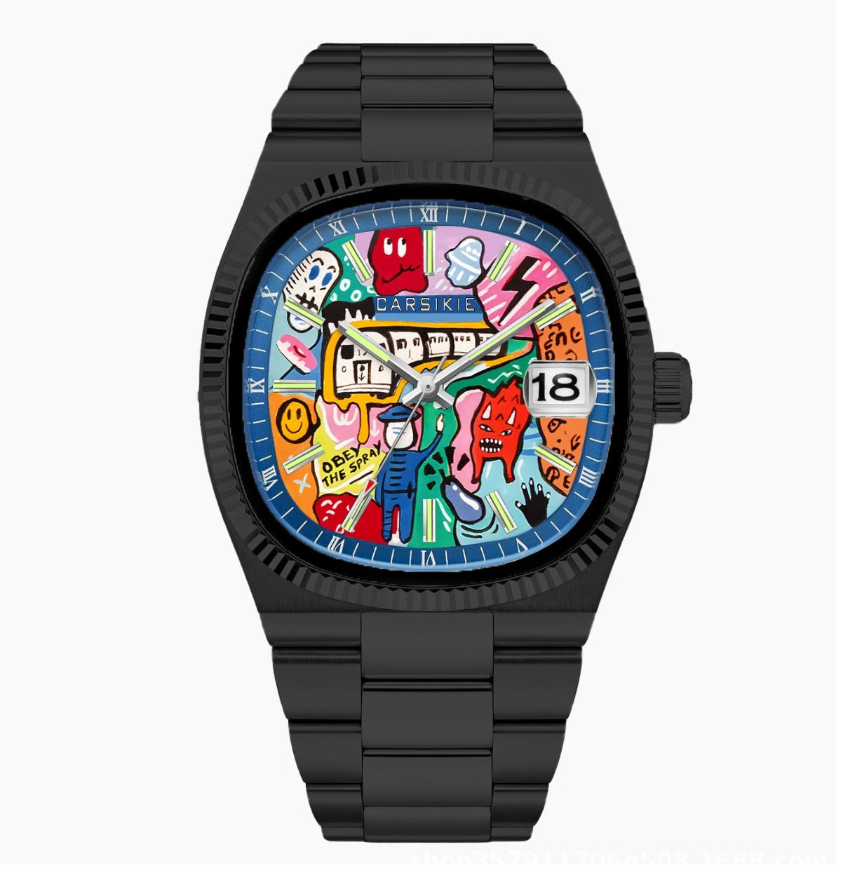 Carsikie Men's Watch New Square Large Dial Cartoon Comic Watch Sports Waterproof Cross-Border Quartz Watch