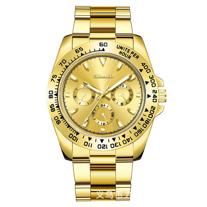 Cross-border explosions gold men's watches men's watches steel band business watches luminous quartz spot wholesale spot manufacturers