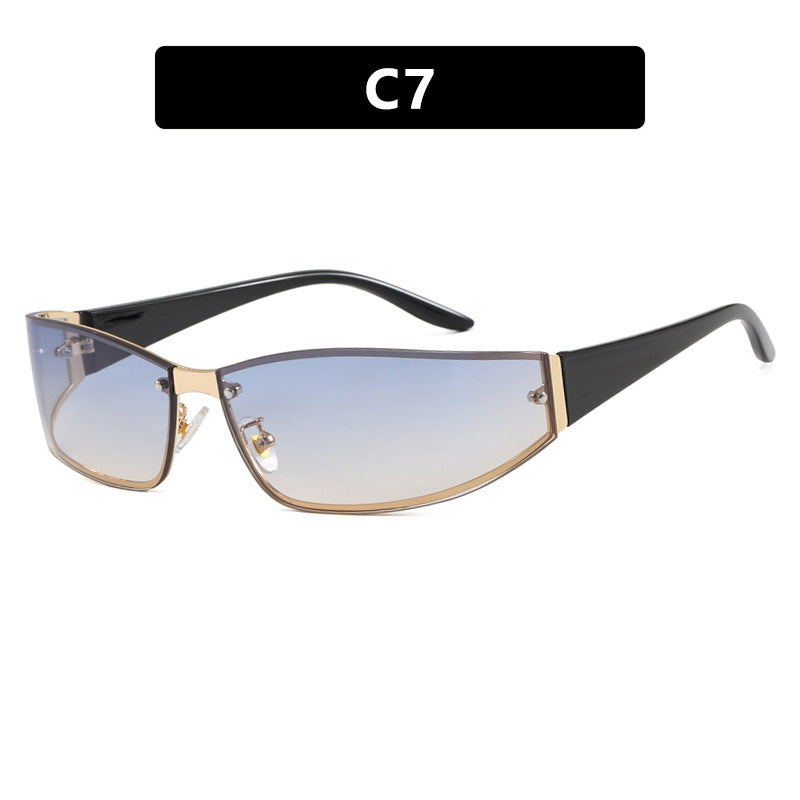 Y2K Frameless Rivet Sunglasses 2026 New Tech-Inspired Street Style Runway Sunglasses Fashionable European and American Shades