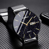 TikTok Watch Men's Waterproof Double Calendar Trend Starry Sky Non-mechanical Watch Quartz Watch Luminous New Wholesale Cross-Border
