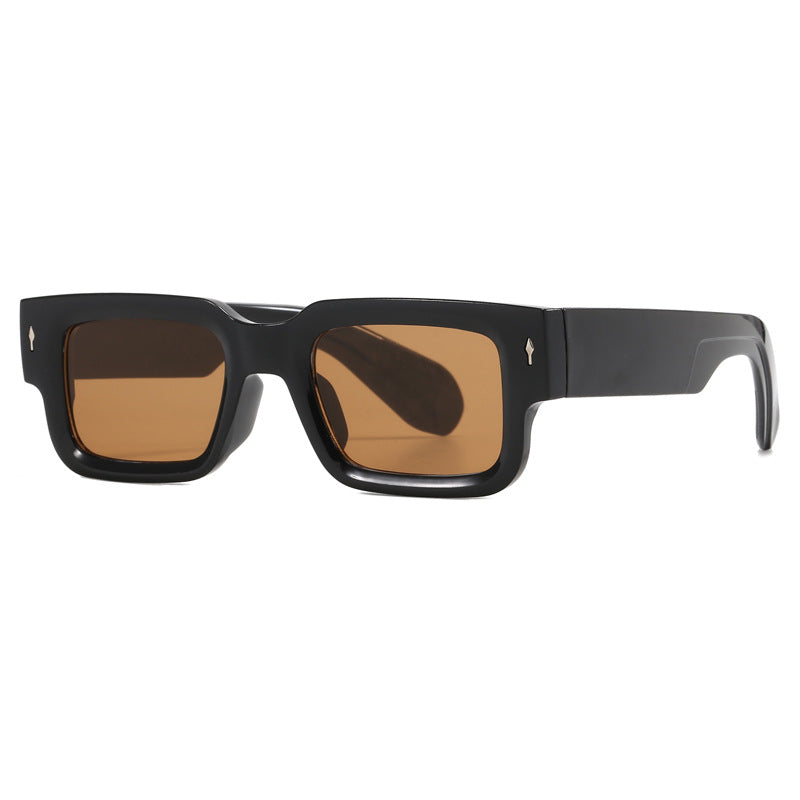 2026 European and American Thick-Framed Men's Sunglasses Trendy Square Frame Export Glasses with Personalized Rivet Decoration Cross-Border Sunglasses