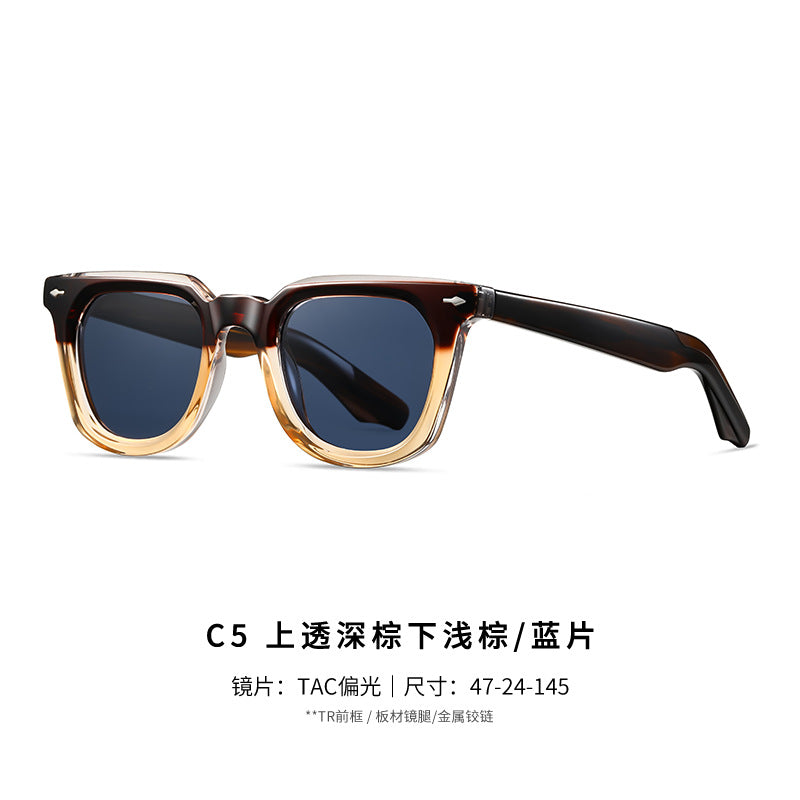 European and American Fashion Trendy Square Frame Sunglasses S31242 Street Style Versatile Sunglasses Uv Protection Acetate Sunglasses