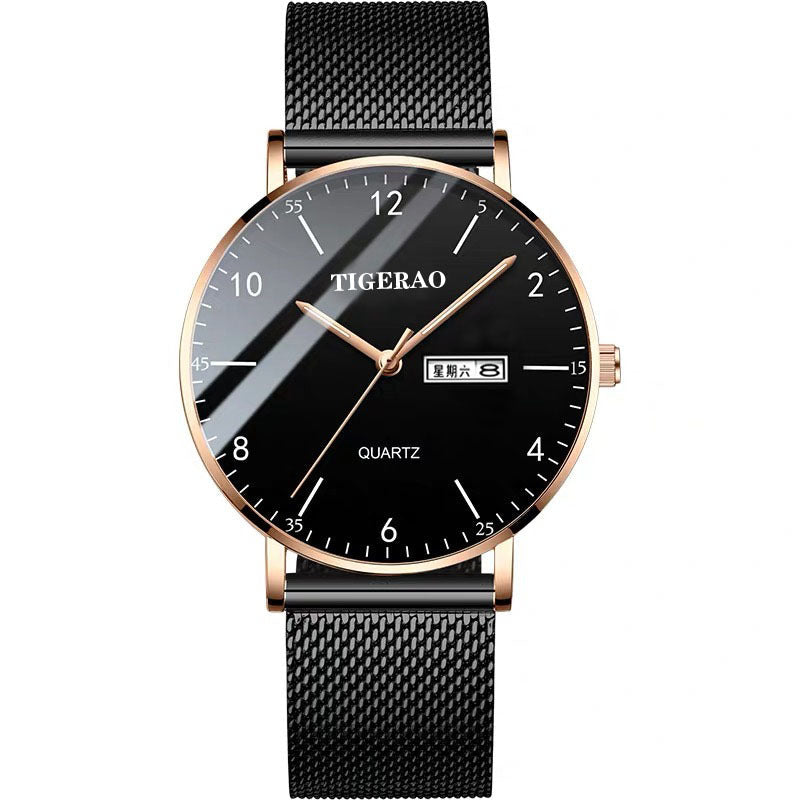 TikTok Watch Men's Waterproof Double Calendar Trend Starry Sky Non-mechanical Watch Quartz Watch Luminous New Wholesale Cross-Border