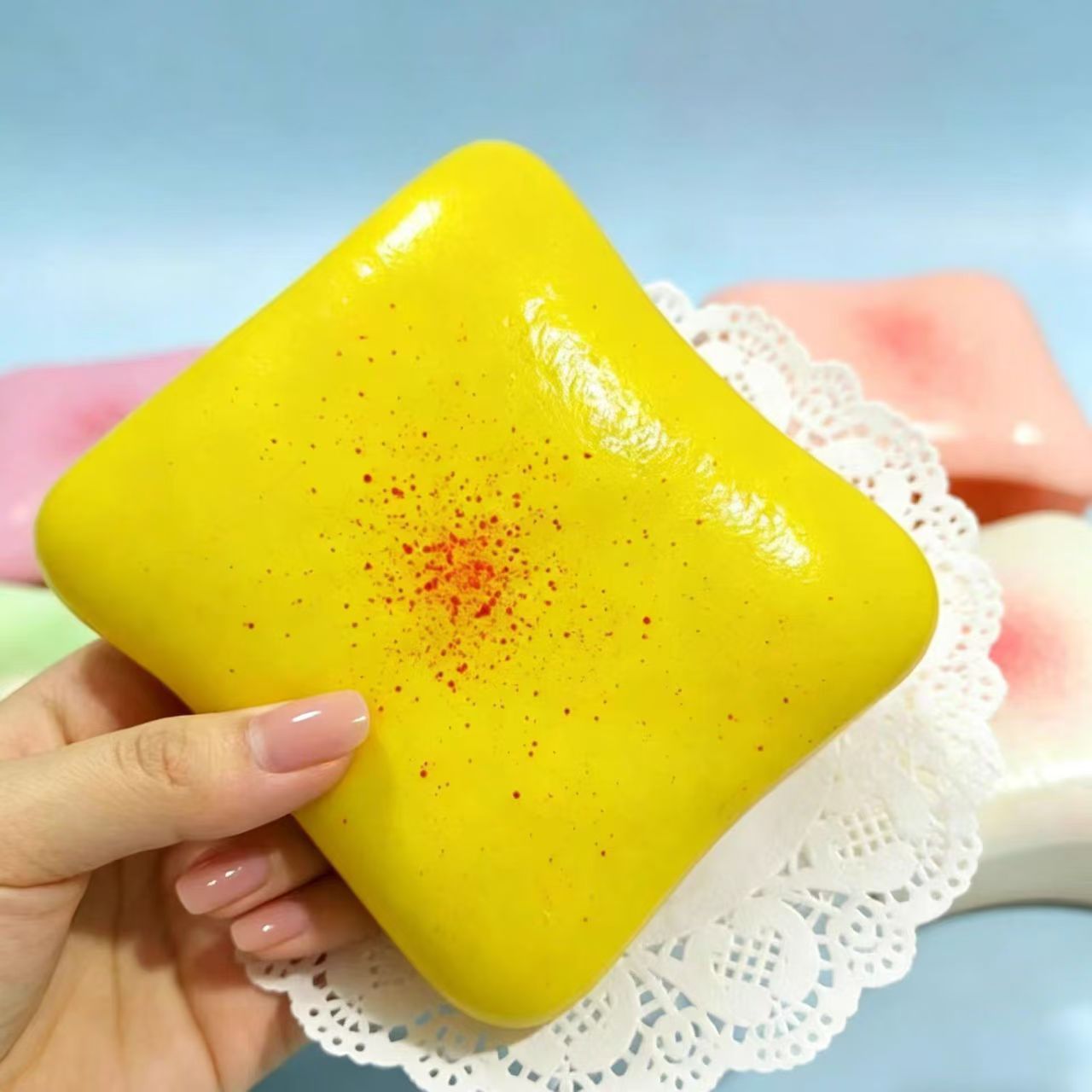 Squishy Simulated Soft Toast Slow Rebound Ultra-Thick Moist Squishy Finger Squeezing Stress Relief Toy