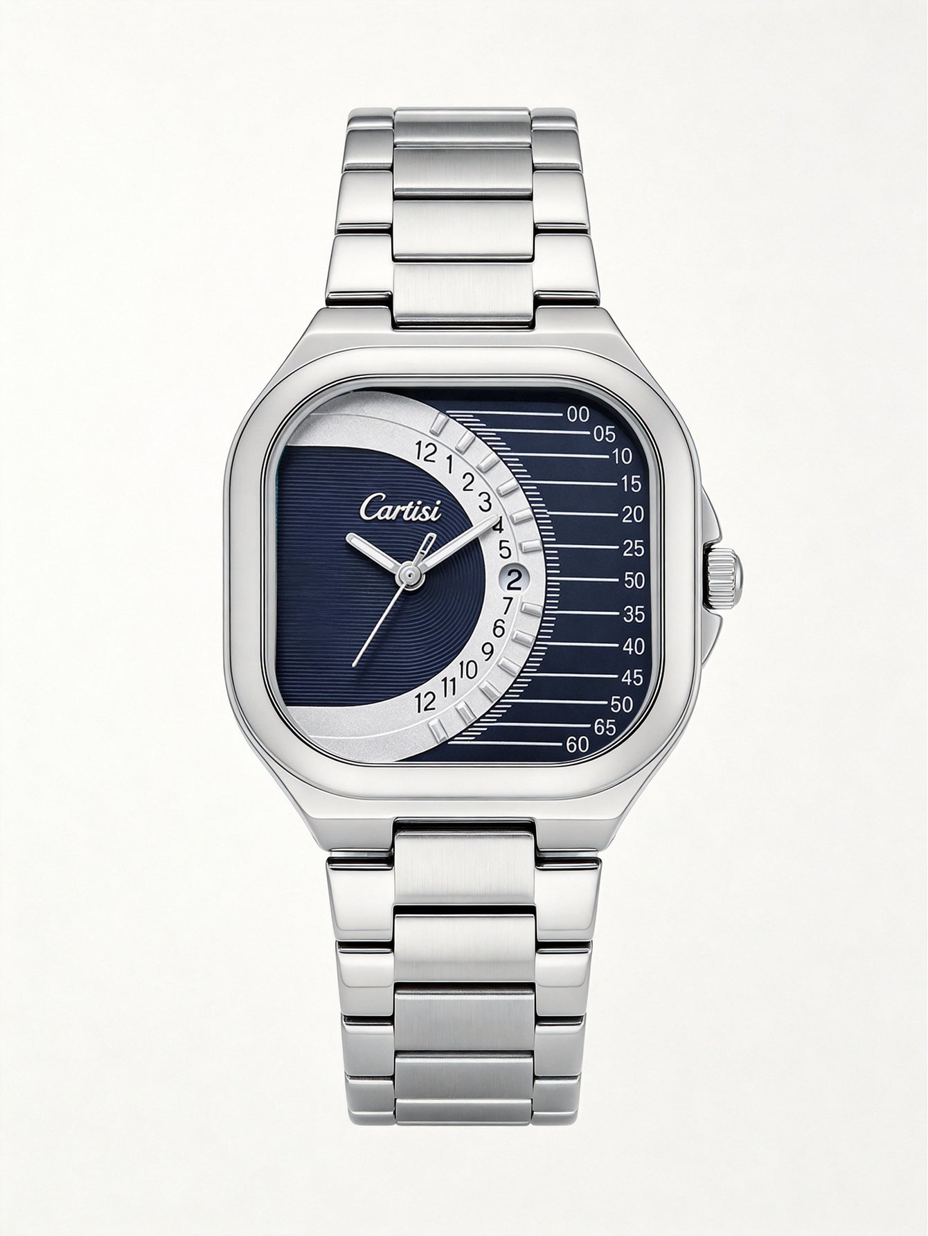CARTISI Square Metal Strap Quartz Watch for Men, Fashionable Retro Trendy Wristwatch with Simple Design