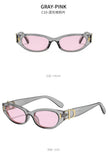 Women’s French Retro Cat-Eye Sunglasses – Narrow Frame Fashion Glasses with Metal Letter & Rivet Details
