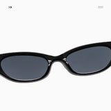 Women’s French Retro Cat-Eye Sunglasses – Narrow Frame Fashion Glasses with Metal Letter & Rivet Details