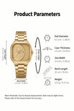 CARTISI Men’s Square Metal Strap Quartz Watch – Retro Fashion Wristwatch with Minimalist Design & Premium Style