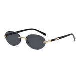 1584 New European and American Trendy Cut Edge Distinctive Oval Frame Sunglasses 2024 New Arrival Frameless Hot Girls Hip Hop Sunglasses