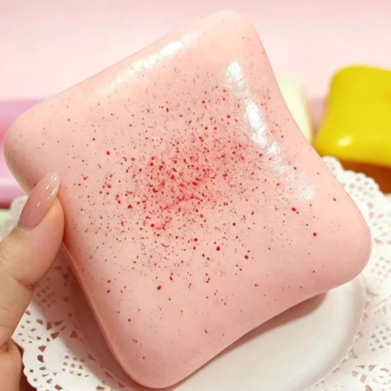 Squishy Simulated Soft Toast Slow Rebound Ultra-Thick Moist Squishy Finger Squeezing Stress Relief Toy