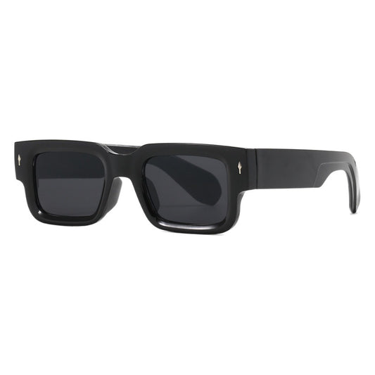 2026 European and American Thick-Framed Men's Sunglasses Trendy Square Frame Export Glasses with Personalized Rivet Decoration Cross-Border Sunglasses