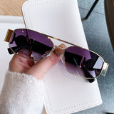 Daparo Cross-Border Style Metal Double-Bridge Sunglasses with European and American Trendy Head-Shaped Decorative Temple Pieces, Small Square Frame Men's Sunglasses