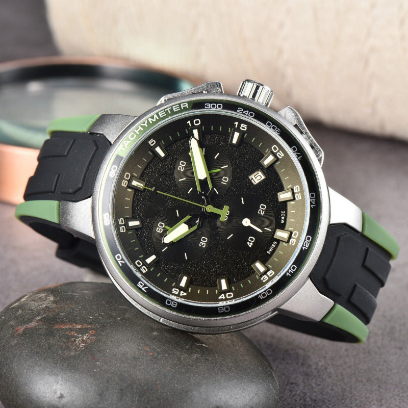 New AliExpress WIS foreign trade men's 6-hand silicone strap quartz watch TT chronograph from the source manufacturer