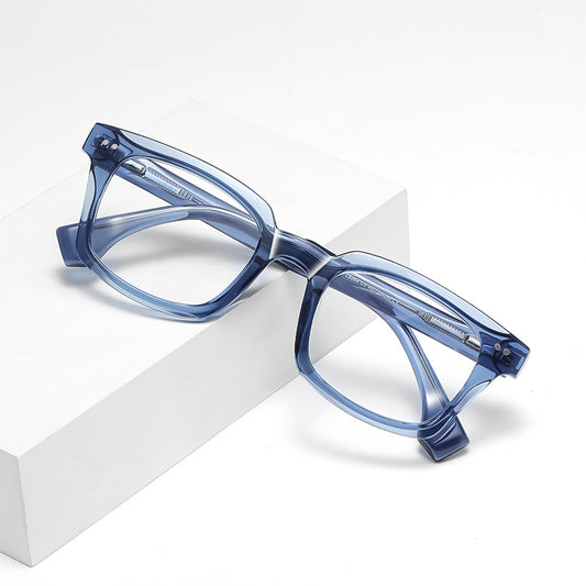 Factory Direct Sales of New Square Frames That Can Be Fitted with Prescription Lenses, Stylish Tr Material Temples, Anti-Blue Light Plain Frames